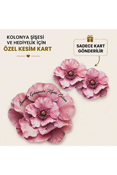 ETİKETİM Anneler Günü Kartı Çiçek Desenli Özel Kesim - 10 ADET / Hediyelik-Mu...