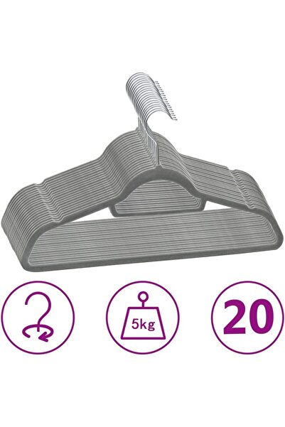 Arabest 20-Piece Anti-Slip Velvet Clothes Hangers Set, Premium Gray Hangers w...