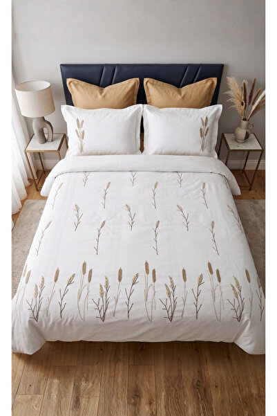 BUGİ HOME COLLECTİON Çeyizlik Nakışlı Punch Şönil 2 Adet Yastık 1 Adet Çift K...