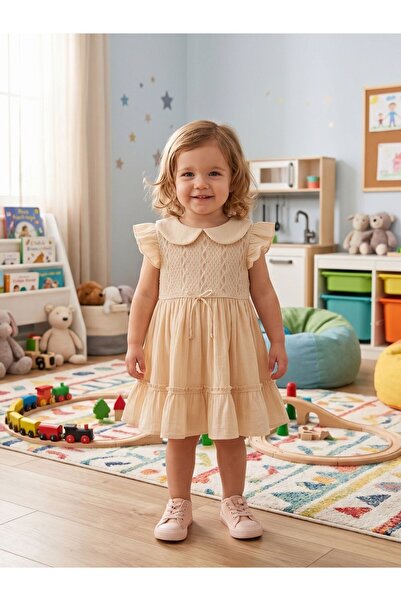Cherrys Bebek DANTEL GARNİLİ KAT KAT KIZ ÇOCUK ELBİSE