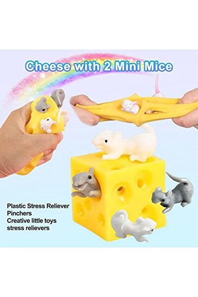 Arabest 3-Piece Squeeze Cheese Fidget Toy Set,with 2 Mini Mice