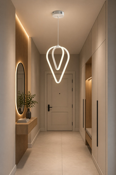 ANGDESİGN Kalp Ledli Avize -BEYAZ •• Led Avize Salon Avize Tavan Avizesi Mode...