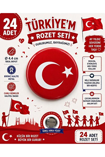 maycollection Türk Bayrağı Rozeti Çanta Rozeti-Yaka İğnesi-Şapka Aksesuarı (4...