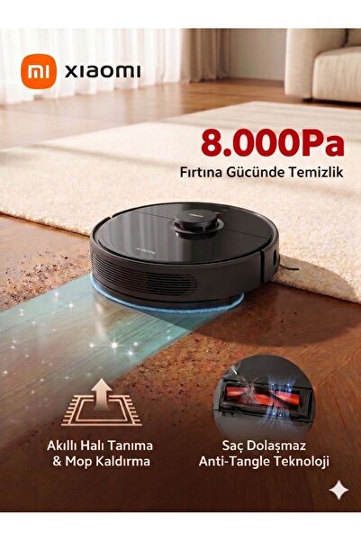 Xiaomi Akıllı Lazer Haritalamalı 8000 Pa Ultra Çekim Sunan Islak Kuru Robot S...