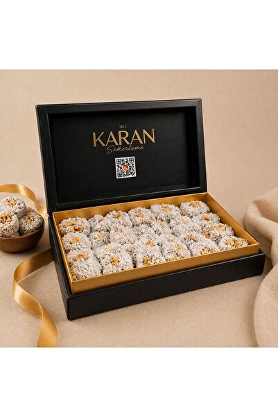 Karan Şekerleme Biga Cevizli Lokum 400 gr – Hediyelik Premium Siyah Kutu |