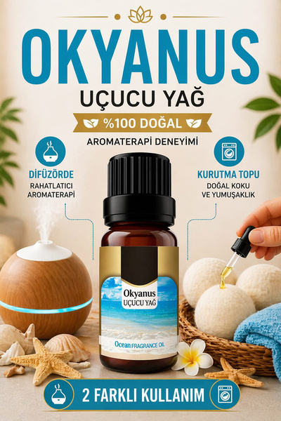 OrdoVeni Okyanus Ferahlığı Kokulu Saf Esansiyel Uçucu Yağ 10 ml | Kurutma Top...