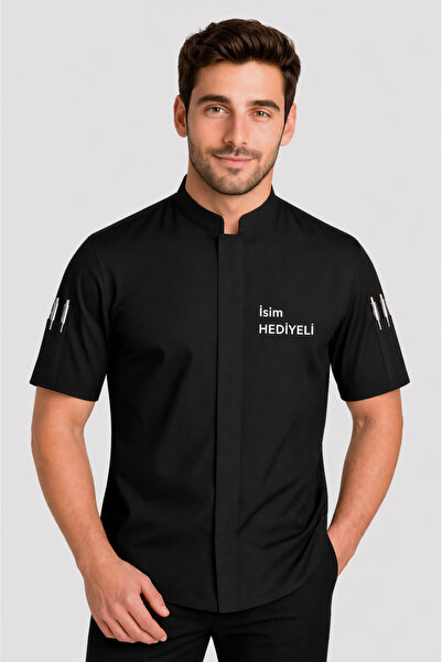 Üniformanya Μπουφάν σεφ με όνομα Δώρο Κοντό μανίκι Μπουφάν σεφ Μαγειρική Στολ...