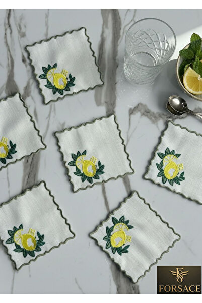 FORSACE 6 τεμάχια κεντημένα με λεμόνι σερβιετάκια παρουσίασης, χαρτοπετσέτες,...