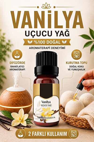 OrdoVeni Vanilya Kokulu Saf Esansiyel Uçucu Yağ 10 ml | Kurutma Topu Kokusu v...
