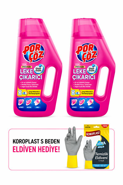 Porçöz 1 lt Premium Leke Çıkartıcı x2 Adet temizlik eldiveni hediyeli