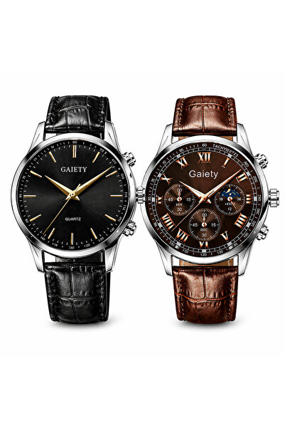 Gaiety Ανδρικό Σετ Δώρου με Ρολόι – 2 Κομψά Ρολόγια, Δερμάτινο Λουράκι, Τέλει...