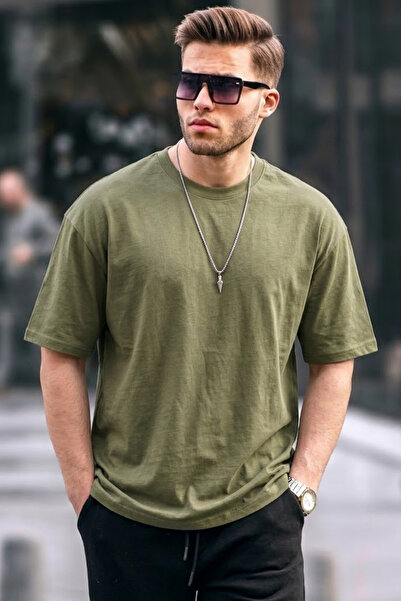 COMBİNE MİCHAİL Erkek Premium Basic Trend Haki Oversize Tişört
