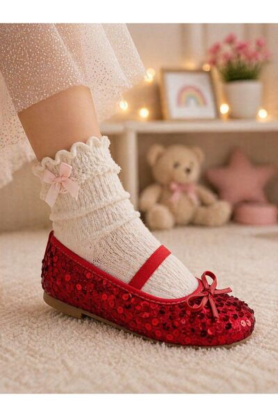 KANTEX Παιδικές μπαλαρίνες με φιόγκο βέλκρο, αντιολισθητική ελαφριά σόλα, για...