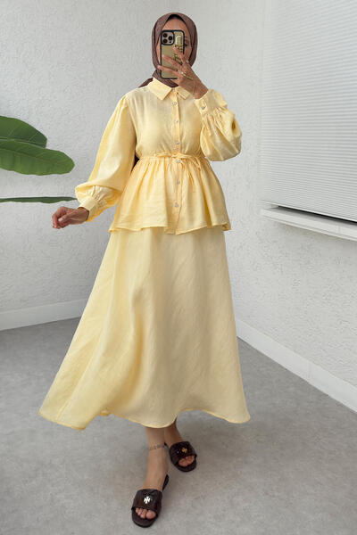 Salih Çelebi Modal Skirt Suit 2371 - Yellow