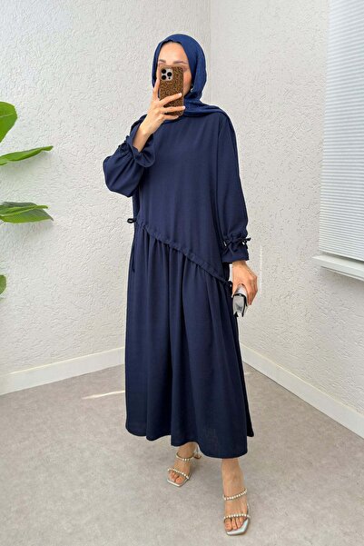 Salih Çelebi Φόρεμα Hijab Cross Gathered 2222 - ΣΚΟΥΡΟ ΜΠΛΕ