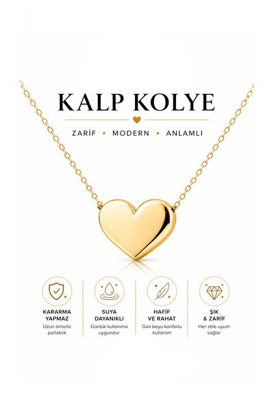 ARPEDO Minimal Kalp Kolye – Altın Renk Zarif Günlük Takı