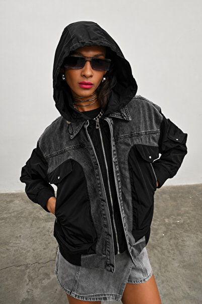 İLKCET MODA Mix Γυναικείο Oversize Τζιν Αδιάβροχο