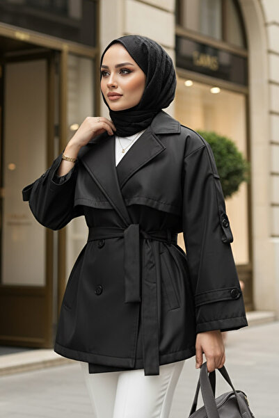 Salih Çelebi Καμπαρντίνα με λεπτομέρεια επωμίδας 25145 - ΜΑΥΡΟ