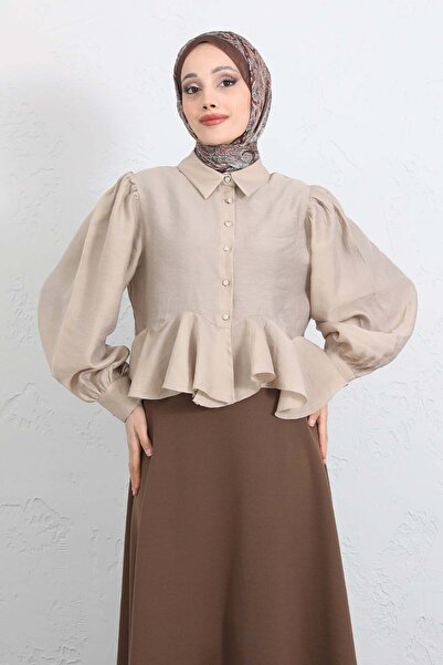 Salih Çelebi Πουκάμισο με λεπτομέρεια βολάν και μανίκια μπαλόνια Y0095 - ΜΠΕΖ