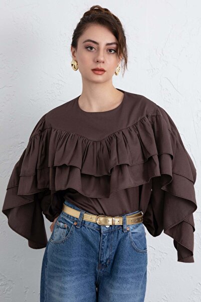 Salih Çelebi Μπλούζα με λεπτομέρεια βολάν 0087 - ΚΑΦΕ