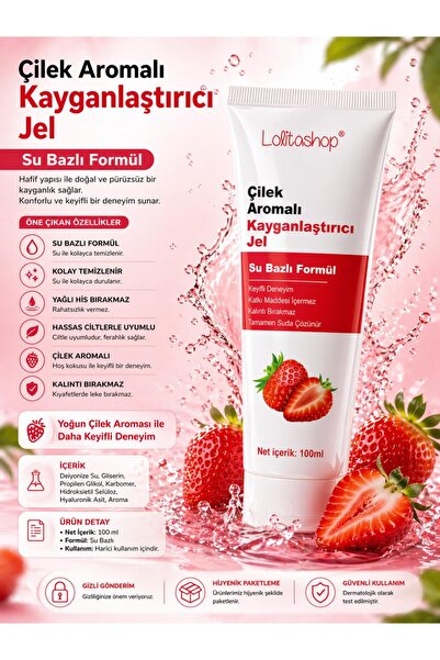Lolita Shop Çilekli Su Bazlı Ekstra Kayganlaştırıcı Jel 100 ML Yenilebilir Çi...
