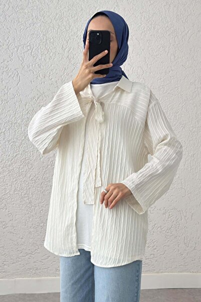 Salih Çelebi Κιμονό με φιόγκο 2225 - ECRU