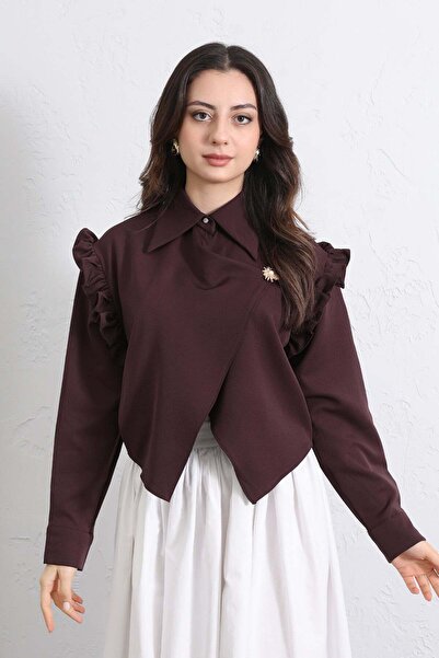 Salih Çelebi Μπλούζα Cross Cut Με βολάν Y0070 - MÜRDÜM