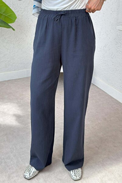 zhrcelebi Λινό Παντελόνι με Τσέπες 2394 - ΣΚΟΥΡΟ ΜΠΛΕ