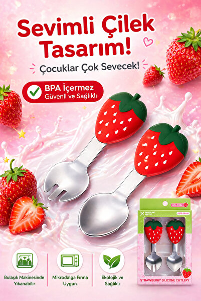 jojobebek Figürlü Premium Bebek BPA Free Kaliteli Silikon Saplı Paslanmaz Çel...