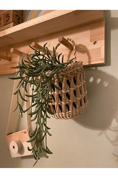 Genel Markalar Dekoratif Çok Amaçlı Doğal El Yapımı Hasır Saksı Sepet / 10x10 cm