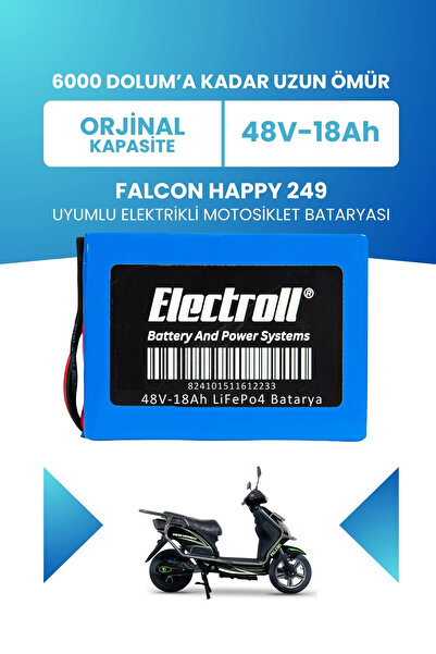 ELECTROLL Falcon Happy 249 Batarya (Standart Kapasite) LiFePO4 48V 18Ah Elekt...