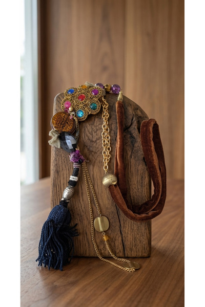 azra takı tasarım Handmade Long Authentic Bohemian Coffee Afghan Tassels,Crys...