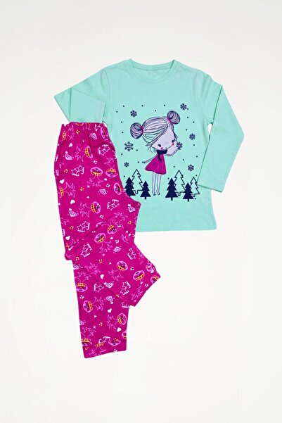 Newteam Σετ πιτζάμες για κορίτσια με μακρυμάνικο παντελόνι με σχέδια 4103