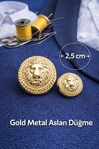İMREN AKSESUAR 6 Μεταλλικά κουμπιά με φιγούρα λιονταριού και κρεμάστρα 3 εκ.
