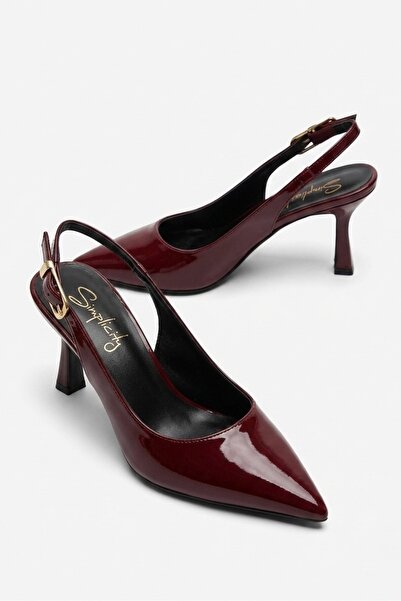 simplicity Παπούτσια Pera Claret Red λουστρίνι με ανοιχτή πλάτη με τακούνι