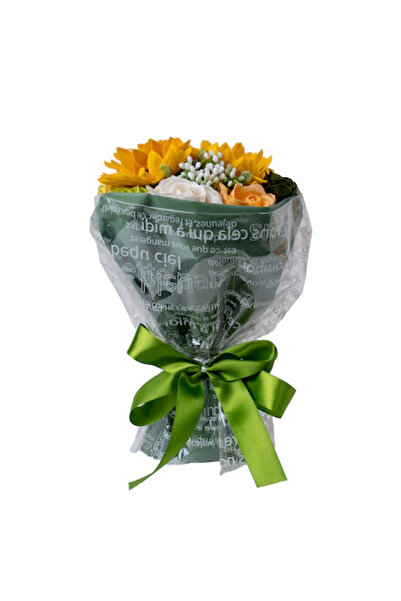velve Aranjament floral, Buchet din trandafiri de sapun si floarea soarelui, ...