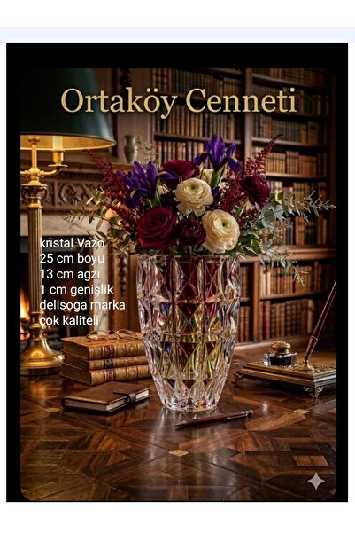 ORTAKÖYCENNETİ ΚΡΥΣΤΑΛΛΙΝΟ βάζο 1 τεμάχιο. Βαρύ βάζο μήκους 25 εκ., με στόμιο...