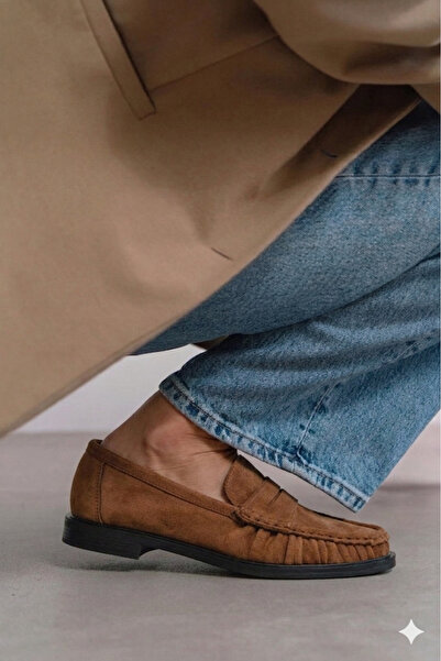 Cochines Γυναικεία Loafer Παπούτσια Naty Dark Beige Tan Suede από γνήσιο δέρμα