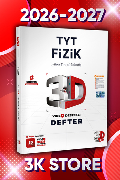 3D Yayınları 2026 TYT Fizik Video Destekli Defter VDD