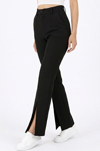 assef Γυναικείο μαύρο άνοιγμα παντελόνι palazzo