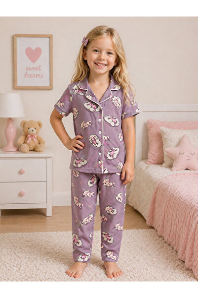 mışıl mışıl kids Σετ παιδικών πιτζάμες για κορίτσια με χαριτωμένο σχέδιο γάτα...