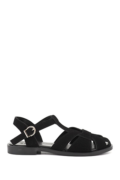 GÖNDERİ(R) Γυναικείο Μαύρο Σουέτ Με αγκράφα Ταινίες με Κλειστή Μύτη Σανδάλια