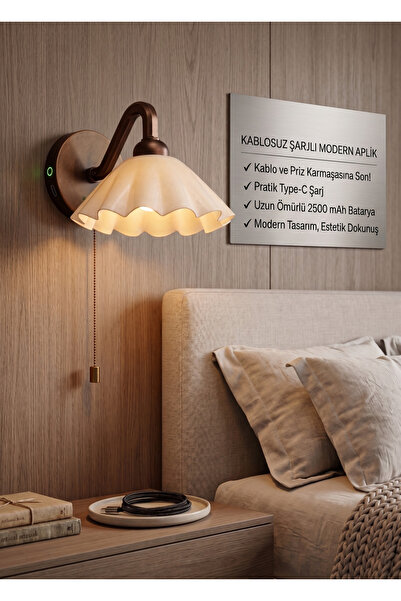Limon 3D Desing Şarjlı Kablosuz LED Işıklı Duvar Apliği - Modern Başucu Lamba...