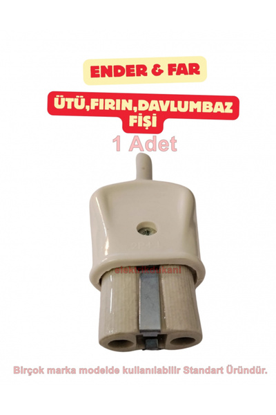 FAR ENDER Porselen Topraklı Ütü Fişi (Davul Fırın Fişi)