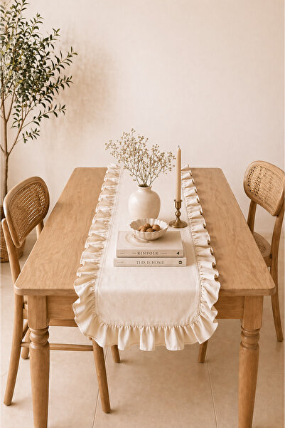 KaiHome Βαμβακερό Ακατέργαστο Λινό Frilly Runner 55x160cm