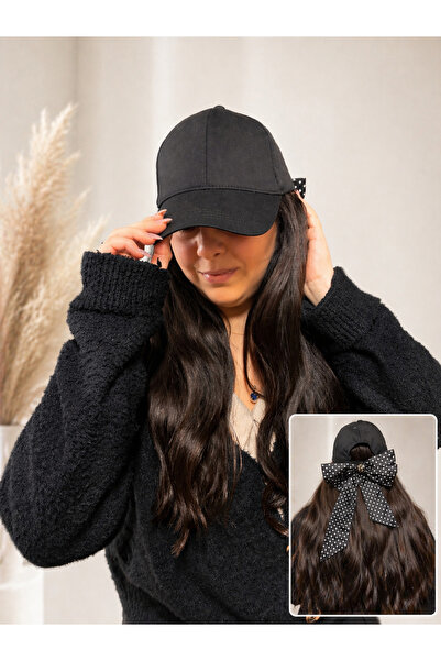 Ceren Kahveci Collection Fiyonk Detaylı Kadın Kep Şapka | Arkası Kurdeleli Si...