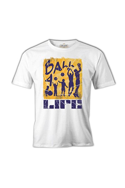 Lord T-Shirt تيشيرت رجالي أبيض من Evolution of Basketball Players for Life
