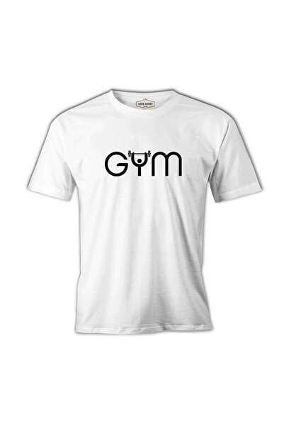 Lord T-Shirt تي شيرت رجالي أبيض من Bodybuilding Gym مع شريط