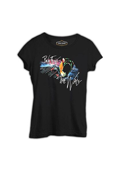 Lord T-Shirt بينك فلويد - تي شيرت نسائي أسود من The Wall