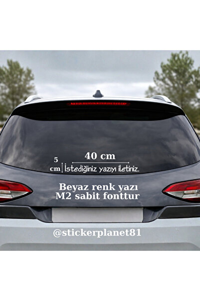 AlpiLeo BEYAZ - Kişiye Özel Araç Arka Cam Sticker - 40x5 cm Minimalist Yazı -...
